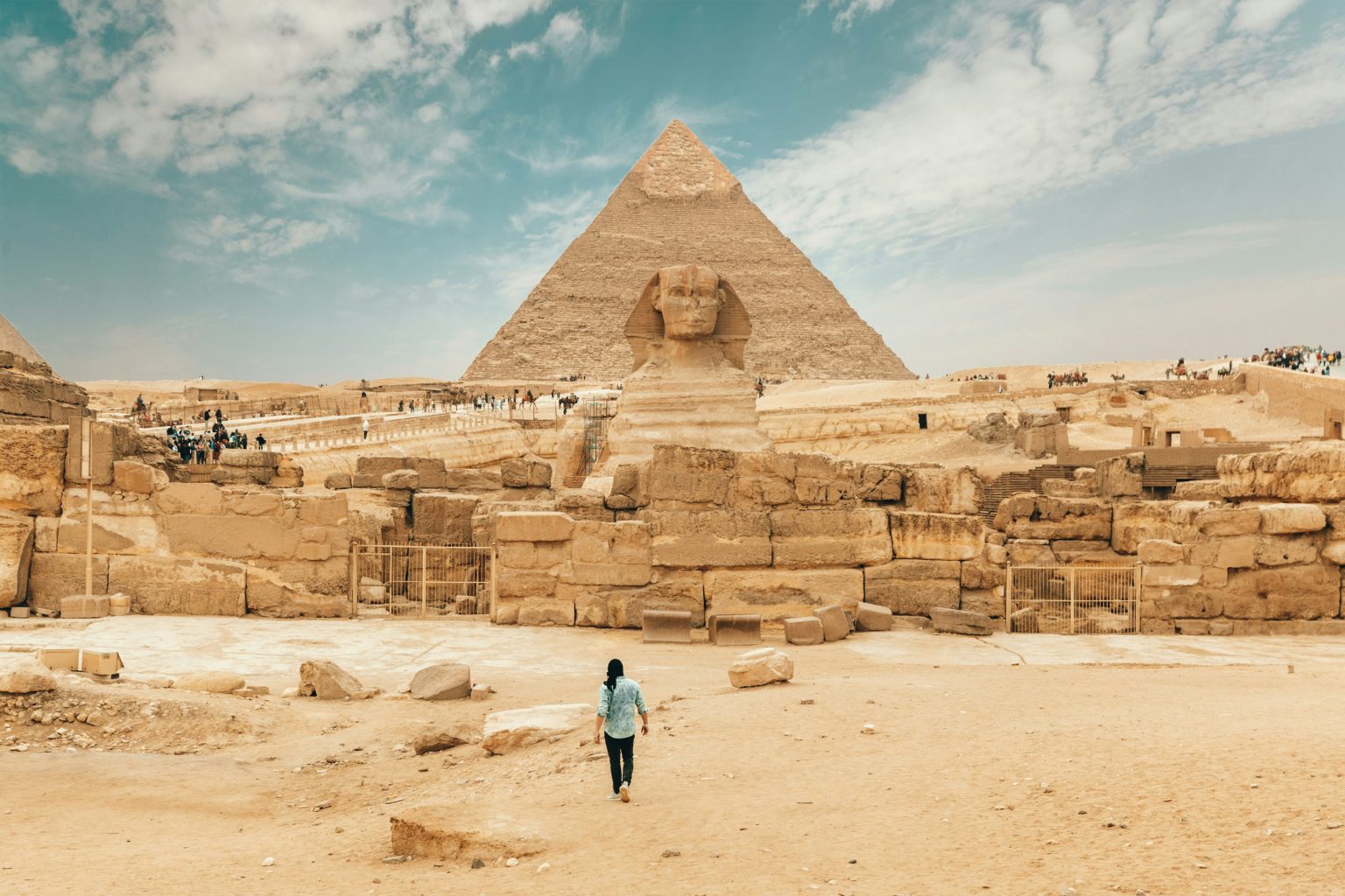 Great Sphinx and Giza pyramids in Egypt